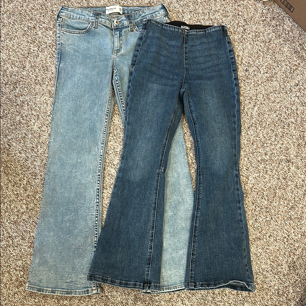 Katie J NYC Kids Blue Flare Jeans and Abercrombie kids boot cut jeans